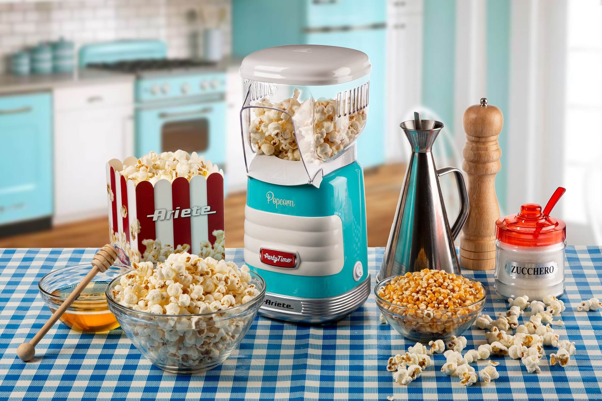 Ariete Pop Corn Party Time macchina per popcorn Blu, Trasparente 1100 W