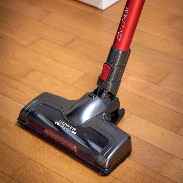 Red Cordless Electric Broom with rechargeable battery