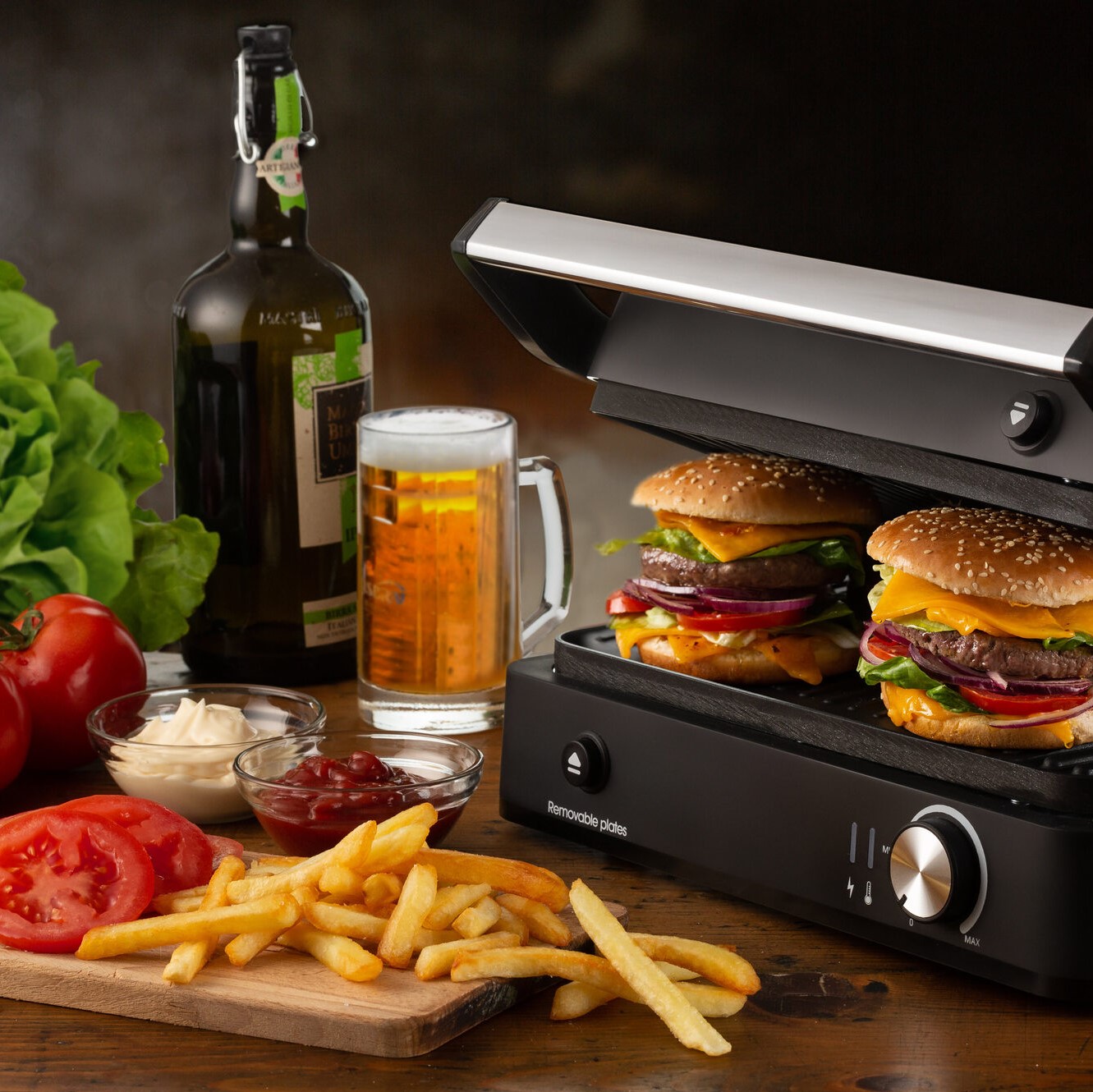 Electric grill for meat and vegetables, MetalGrill 3in1